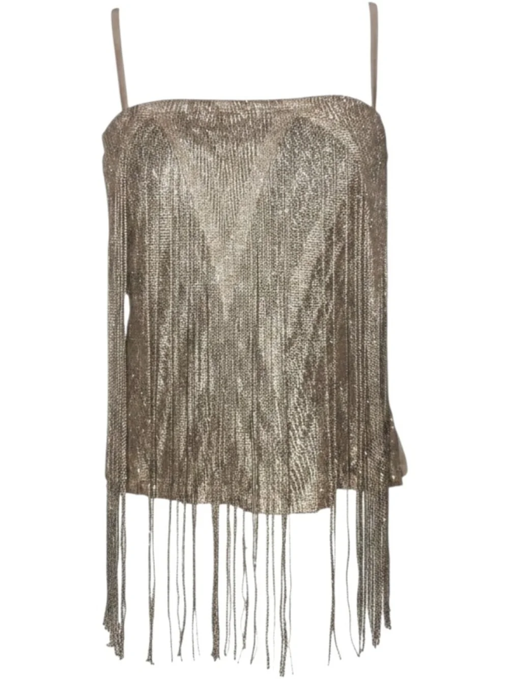 Love Squared Metallic Taupe Fringe Camisole Size S - Picture 3 of 5
